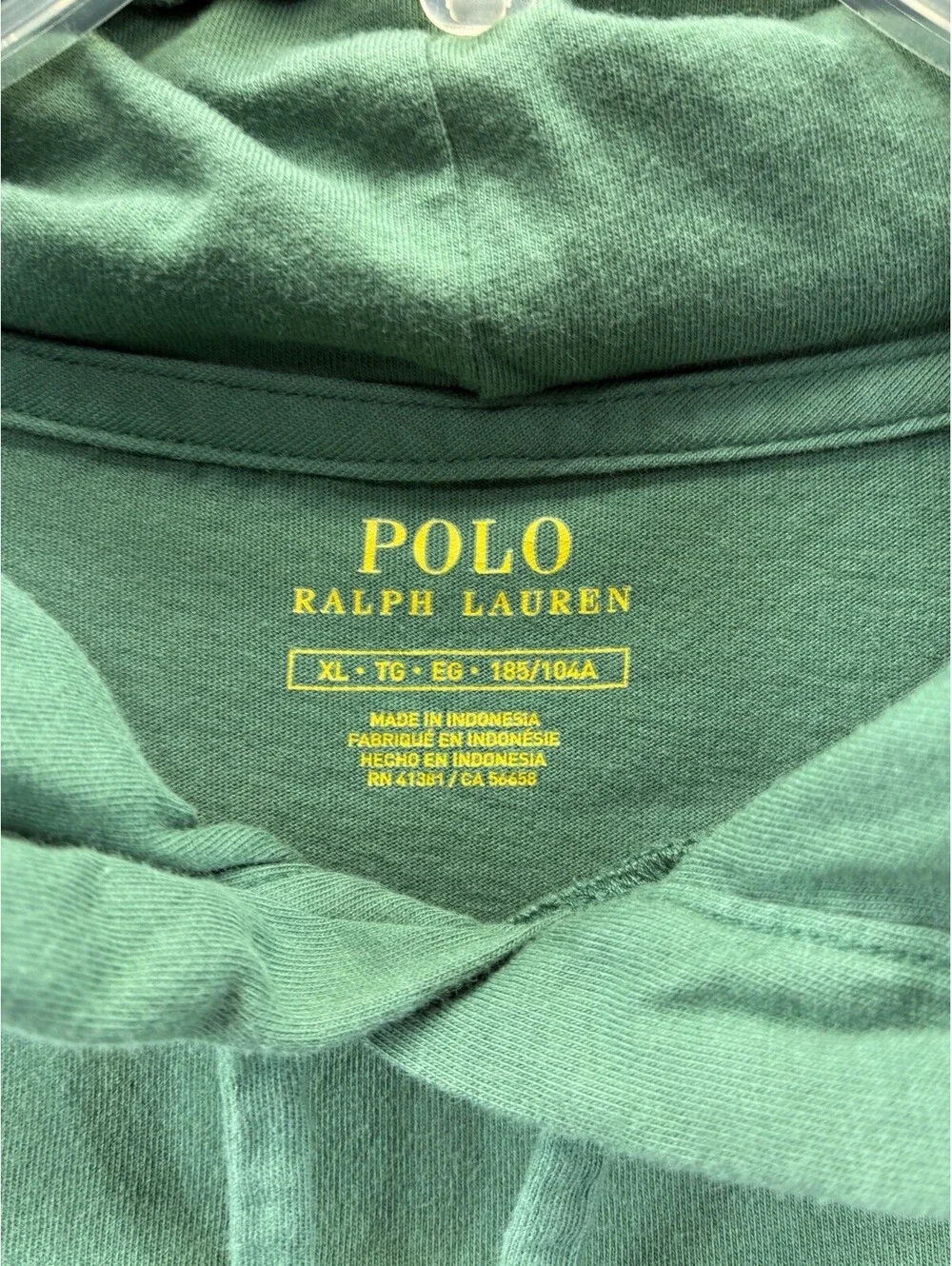 Polo Ralph Lauren Hooded T-Shirt Men XL Green Long Sleeve Jersey Hoodie Pony